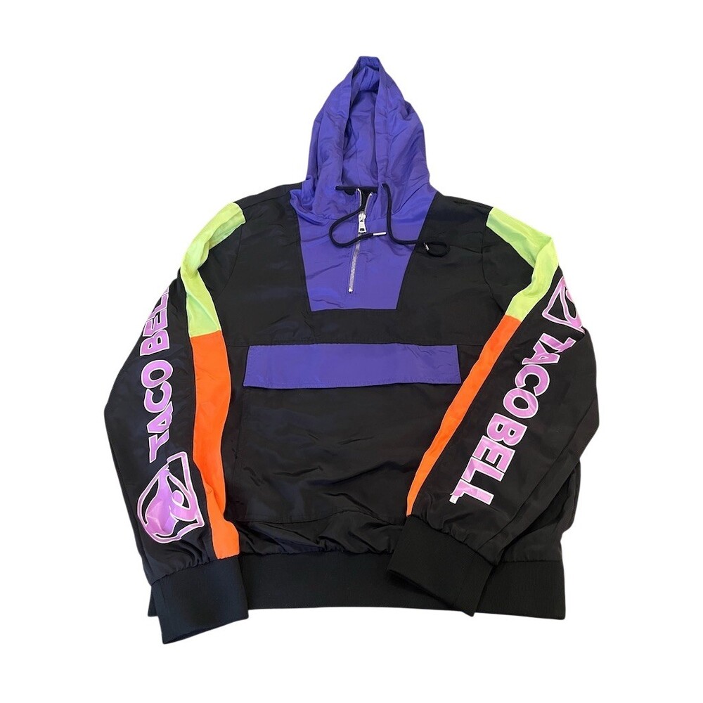 Forever 21 x Taco Bell Men's Hooded Anorak Windbreaker Pullover S Purple